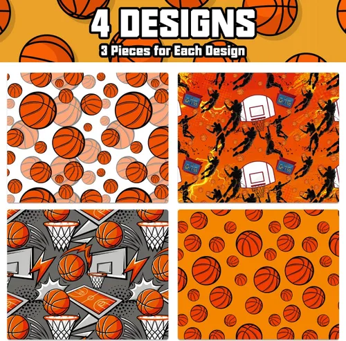 Miniatura 2 de Mpanwen Papel de regalo de baloncesto para niños y niños, 12 hojas de papel de regalo con temática de baloncesto para Navidad, cumpleaños, Cowboy