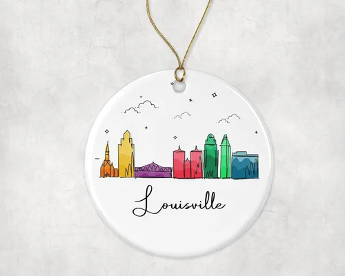 Miniatura 3 de Adorno de la ciudad de Louisville, adorno de Navidad de la ciudad de Louisville, adorno de Navidad de puntos de interés, gráfico colorido