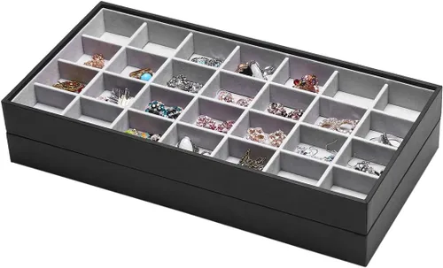Miniatura 13 de Bandejas mágicas apilables para joyas, organizador de cajones de armario para accesorios, gadgets y cosméticos, caja de almacenamiento