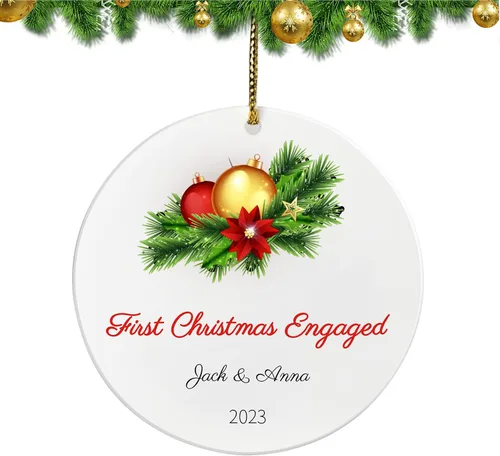 Miniatura 12 de Adorno personalizado para pareja comprometida 2024, primera Navidad para casados juntos comprometidos, adornos de Navidad personalizados, idea
