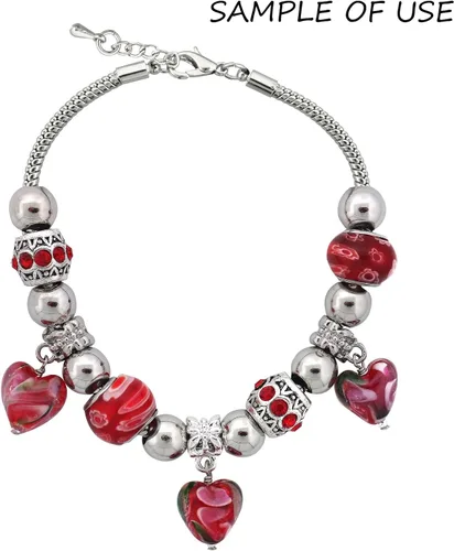 Miniatura 5 de RUBYCA Pulsera de encanto europea de color plateado cadena de serpiente cierre de langosta fabricación de joyas 6.3 pulgadas 5pcs