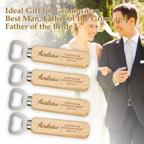 Miniatura 5 de Abrebotellas de madera personalizado, regalo de cerveza para él, padrino, hermano, novio, amigo, padre, regalos únicos para el día del padre