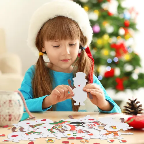 Miniatura 2 de Fennoral Paquete de 12 kits de manualidades de muñeco de nieve para niños, crea tus propios muñecos de nieve con espuma adhesiva, adornos