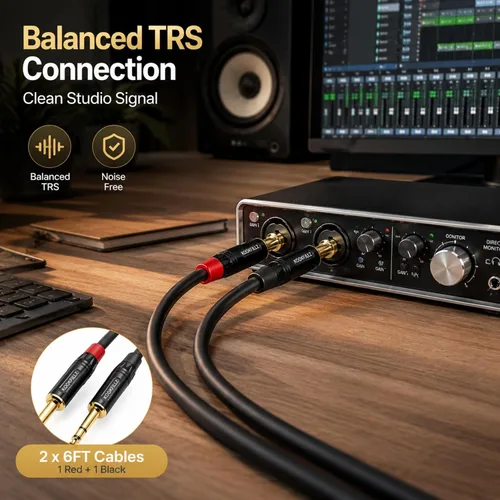 Miniatura 7 de Cable de altavoces, TRS equilibrado de 6 pies 1/4 ", paquete de 2