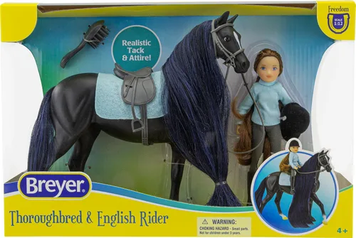 Miniatura 2 de Breyer Freedom Series Horse & English Rider Set - Jet & Charlotte - Figura de juguete negra de 9.75 x 7 pulgadas, escala 1:12, modelo #61145