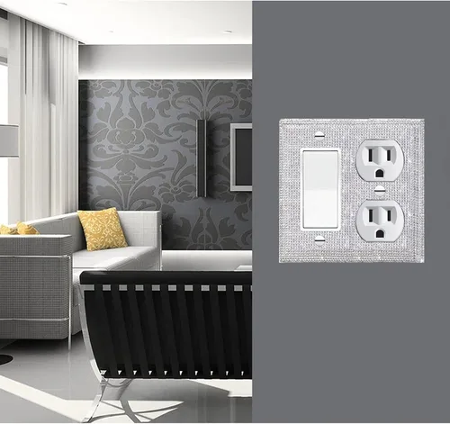 Miniatura 4 de Cubiertas de enchufes con diamantes de imitación brillantes plateados, placas de pared para cubrir interruptores de luz, placas decorativas