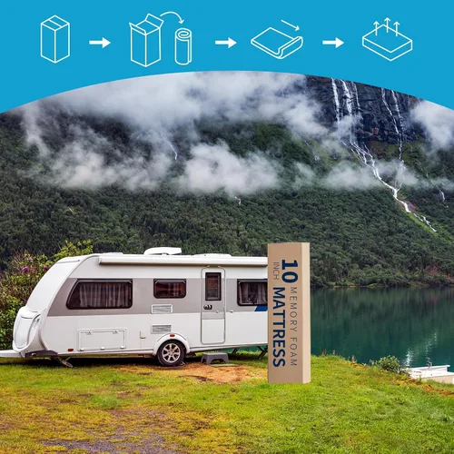 Miniatura 9 de Opoiar Colchón corto Queen de 10 pulgadas, colchón de espuma viscoelástica de té verde gel para caravanas, cámpers y remolques, cama en una caja