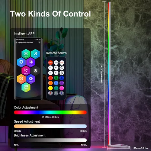 Miniatura 3 de MIHEAL Lámpara de pie de esquina – Lámpara de esquina LED RGB inteligente con aplicación y control remoto, 16 millones de colores y más de 68 Blanco