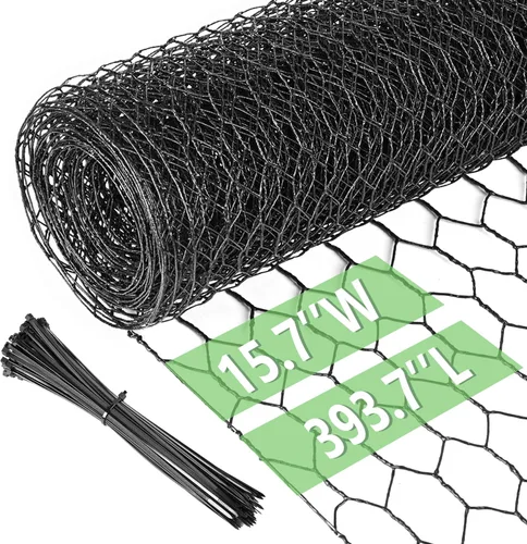 Miniatura 35 de Alambre de pollo de 13.7 pulgadas x 393.7 pulgadas, malla galvanizada hexagonal para jardín, valla de jardín para mascotas, conejos, pollos con 100