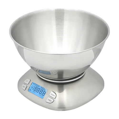 The Display Guys - Báscula digital de cocina de acero inoxidable con cuenco para laboratorio de café y alimentos, pantalla LCD, gramos, libras,
