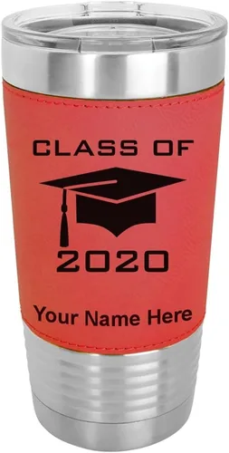 Miniatura 22 de LaserGram Vaso aislado al vacío de 20 onzas, con grabado personalizado incluido (piel sintética, estilo béisbol)