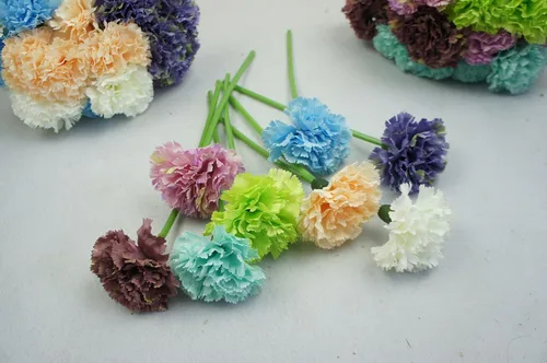 Miniatura 2 de Ramo de seda artificial de flores de clavel de 60 tallos (azul)