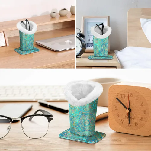Miniatura 36 de Fintie Soporte para anteojos forrado de felpa con base magnética, estuche de cuero vegano prémium para lentes