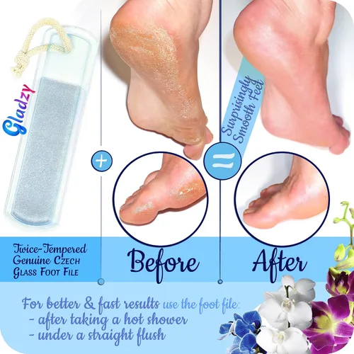 Miniatura 4 de Lima de pie de vidrio checo genuina – Superficie de grano diferente de dos caras, removedor suave de callos, pedicura y spa para piel áspera