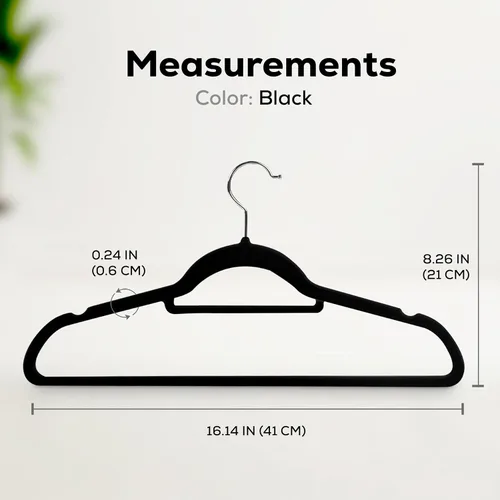 Miniatura 6 de Utopia Home Perchas de terciopelo de alta calidad, paquete de 20 – Percha antideslizante con barra de amarre – Perchas negras con gancho giratorio