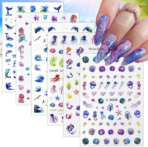 Miniatura 8 de 12 hojas de calcomanías de uñas doradas, calcomanías de uñas autoadhesivas 3D de metal con diseño de rayas geométricas onduladas, diseños de arte