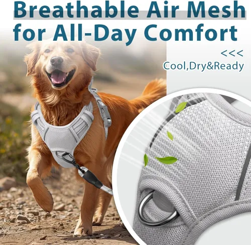 Miniatura 4 de BARKBAY - Arnés para perro sin tirones con bolsillo para etiqueta de identificación - Resistente, reflectante, de fácil control para perros grandes