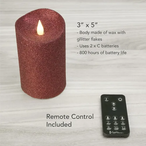Miniatura 5 de Velas LED sin llama de cera real con control remoto, 3 x 5 pulgadas, llama móvil parpadeante 3D, velas que funcionan