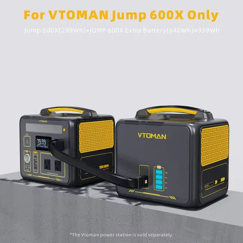 Miniatura 4 de VTOMAN Jump 600X Batería extra 640Wh para Jump 600X Estación de energía portátil, LiFePO4 (LFP) Batería de expansión de reserva con protección BMS