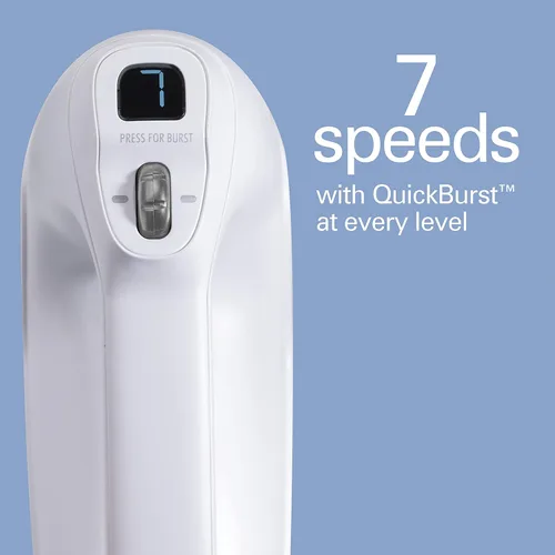 Miniatura 5 de Hamilton Beach Professional Mezclador eléctrico de mano digital de 7 velocidades con motor DC de alto rendimiento, arranque lento, estuche de Blanco