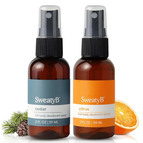 Miniatura 13 de SweatyB® Spray desodorante de cuerpo completo, no irritante, sensible a la piel, para mujeres y hombres, fabricado en Estados Unidos, cedro, 2