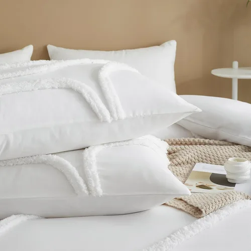 Miniatura 6 de Cupocupa Juego de Edredón Queen Beige con Mechones, Juegos de Edredones Ropa de Cama para Cama Queen 3 Piezas Edredón Boho Suave Esponjoso Ligero