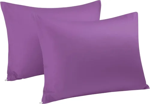 Miniatura 24 de uxcell Fundas de almohada tejidas de 100% algodón egipcio, fundas de almohada suaves y transpirables con cierre de cremallera, 2 fundas de almohada