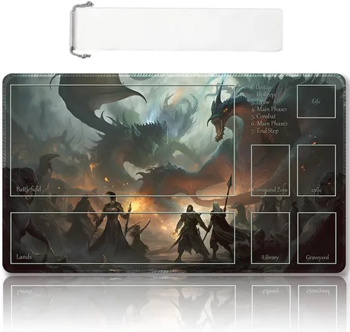 Miniatura 62 de Tapete de Juego MTG Premium Cosido con Zonas y Respaldo de Goma Antideslizante - Tapete de Juego TCG para MTG y Otros Juegos de Cartas - Diseño Dkt