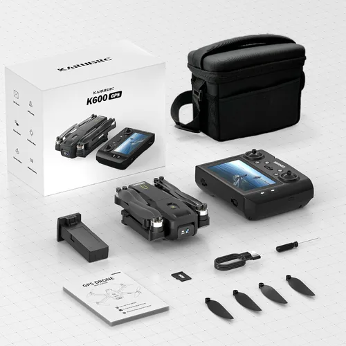 Miniatura 9 de Drones sin escobillas K600GPS con cámara EIS para adultos principiantes y niños, dron con pantalla de 4.5 pulgadas en el controlador, FPV Drone