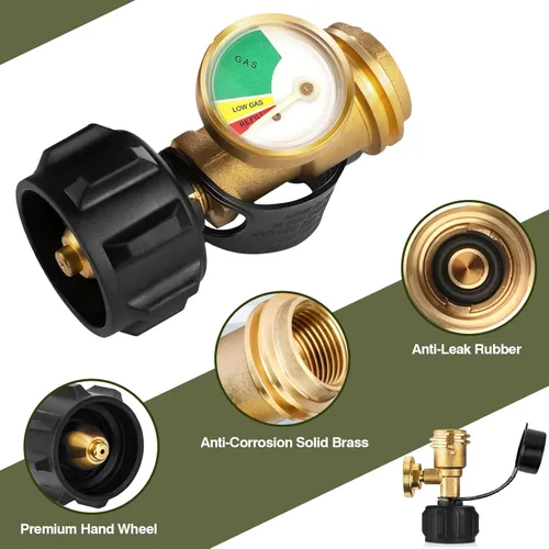 Miniatura 2 de BESTFIRE Indicador de nivel de tanque de propano Detector de fugas de gas para tanques de 5 a 40 libras – Conexión QCC1/Tipo 1 – Construcción
