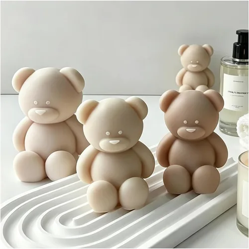 Miniatura 10 de Moldes de vela de silicona, molde de vela perfumada de oso encantador 3D, diseño de ambiente acogedor, inodoro, sin BPA, lindos moldes de silicona