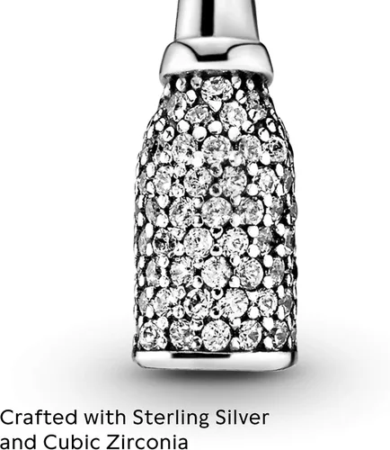 Miniatura 3 de PANDORA Joyería botella de vino espumoso colgante colgante zirconia cúbica encanto en plata de ley, Metal Esmalte, Circonita Cúbica