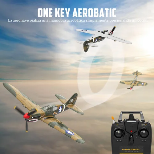 Miniatura 4 de VOLANTEXRC Avión RC, avión de combate P40 de control remoto de 4 canales con Aileron, giroscopio de 6 ejes, acrobacias aéreas para adultos