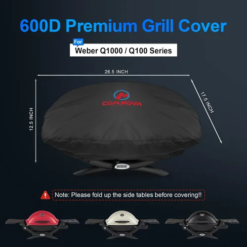 Miniatura 3 de Comnova Weber Q Series - Cubierta para parrilla – Resistente e impermeable, cubierta de barbacoa de 26.5 pulgadas para Q1000, Q1200, Q1400