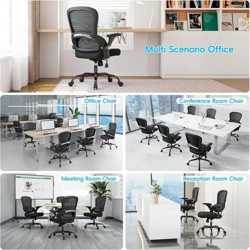 Miniatura 3 de TRALT Silla de oficina – Silla de oficina ergonómica con soporte trasero, sillas de escritorio de oficina en casa, asiento ancho de 330 libras, Negro