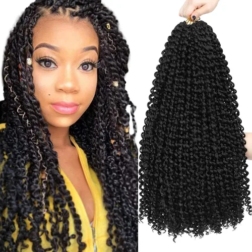 Miniatura 31 de Dorsanee Cabello Passion Twist Ombré de 18 pulgadas, 6 paquetes, Cabello de Ganchillo Water Wave, Cabello Largo Bohemio Rizado para Trenzar