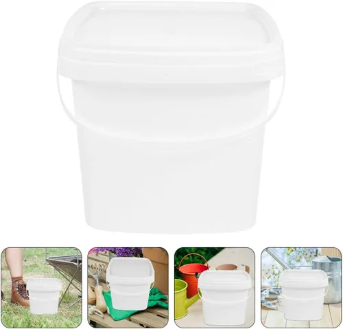 Miniatura 2 de PRETYZOOM Cubo cuadrado con tapa Contenedor de camping Cubo al aire libre Reutilizable Contenedor de almacenamiento de agua 3l Capacidad