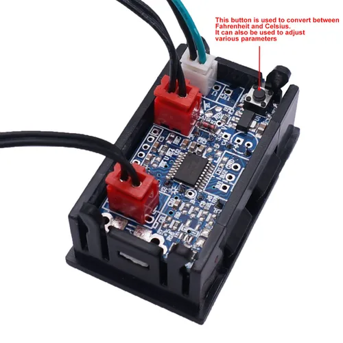 Miniatura 2 de Termómetro digital weideer, pantalla LED dual, Fahrenheit a Centígrado, ajustable DC 4-28V, -67~+248℉/-55～+120℃, sensor de temperatura de alta