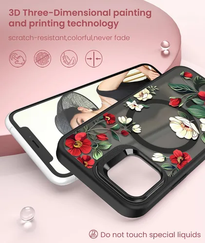 Miniatura 3 de Dretal para Funda iPhone 12, Funda iPhone 12 Pro Floral, con Protector de Pantalla, Soporte para Cámara, Protección de Grado Militar, Funda