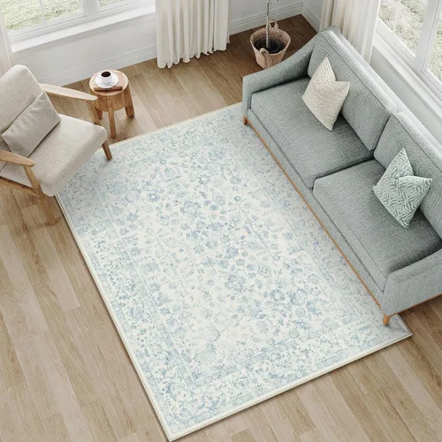 Miniatura 76 de PureCozy Alfombra de área beige de 2 x 3 pulgadas, lavable, vintage, pequeña, para entrada, cocina, suave, retro, floral, de pelo bajo, tapete