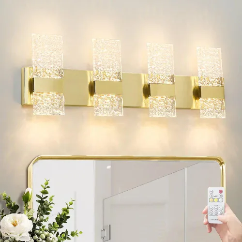 Miniatura 13 de Lámpara de tocador de baño moderna de cromo de 4 luces, elegantes accesorios de iluminación de baño de LED de cromo sobre espejo, accesorios
