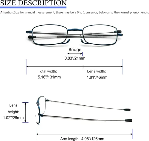 Miniatura 4 de Paquete de 2 lentes de lectura plegables para hombres y mujeres con llavero, bolsas compactas, bloqueo de luz azul, lectores portátiles de bolsillo