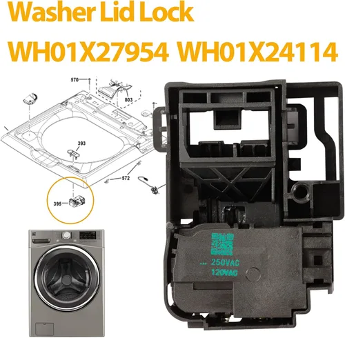 Miniatura 2 de WH01X27954 Interruptor de bloqueo de tapa para lavadora Parte 290D1580P004 290D1580P001 290D1580P002 EG-380843M WH01X26114 WH01X24114 Compatible