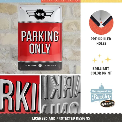 Miniatura 3 de Nostalgic-Art Cartel de lata retro – Mini – Parking Only Red – Idea de regalo para los fanáticos de Cooper, placa de metal, 7.9 x 11.8 in