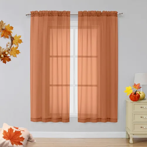 Miniatura 144 de OVZME - Cortinas traslúcidas blancas de 45 pulgadas de largo, 2 paneles, cortinas de gasa con bolsillo para barra para ventanas pequeñas, cada una