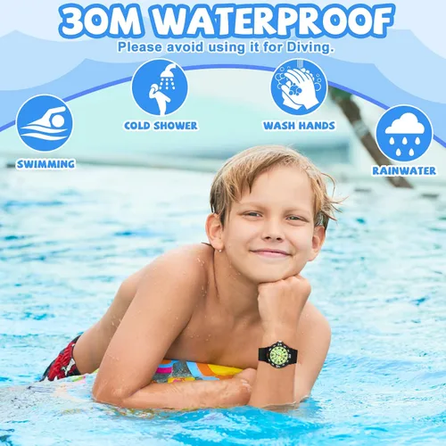 Miniatura 4 de SOCICO Reloj analógico para niños y niñas, resistente al agua, con banda suave, reloj de pulsera de tiempo de aprendizaje, fácil de leer para niños