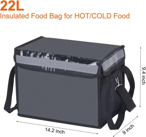 Miniatura 2 de PATIKIL Bolsa aislante para pizza L, 14.2 x 9.4 x 9.4 pulgadas, bolsa térmica para alimentos para pizza caliente/fría, color negro (22L)