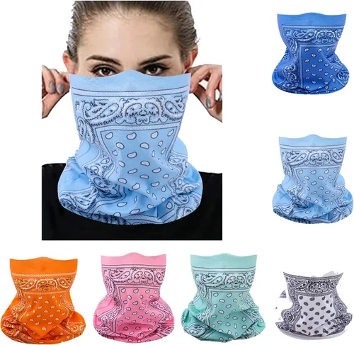 Miniatura 6 de Máscara facial multibandana, polaina para el cuello, sin costuras, diadema mágica para exteriores, bufanda facial para polvo, viento y resistencia a