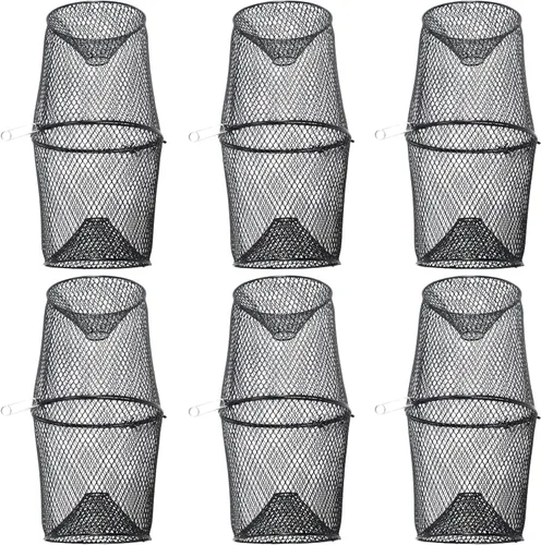 Miniatura 7 de Trampa de cangrejos para cangrejos de cangrejo de río Trampa de torpedo resistente de malla de acero negro con clip, dos piezas, duradera