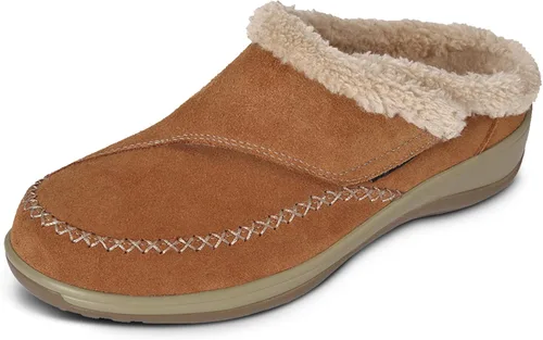 Orthofeet Charlotte - Pantuflas ortopédicas con forro de piel sintética para mujer